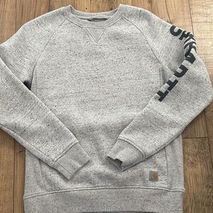 Carhartt Women’s Heather Gray Crewneck Sweatshirt with Sleeve Script